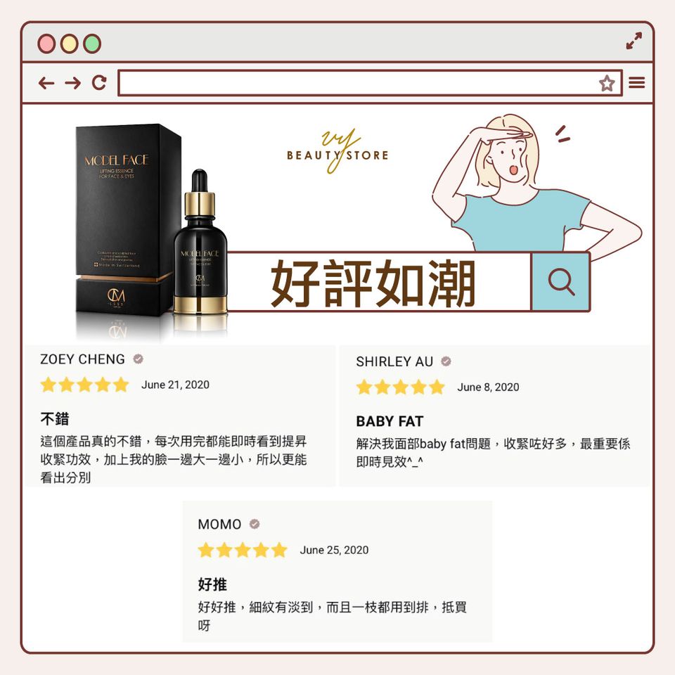 【好評如潮!😍】今天帶大家看看CM LESS MODEL FACE多效瘦面緊緻精華的真實好評!